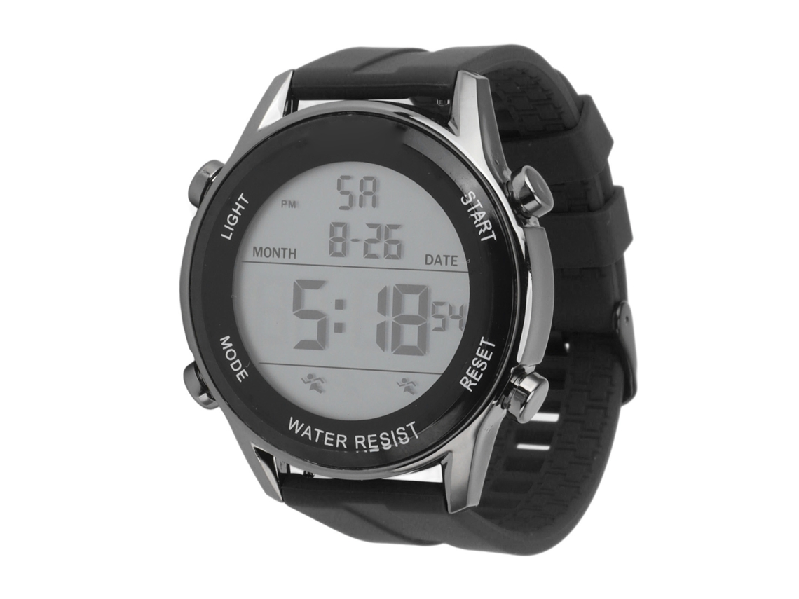 Business relógio Esportivo Digital Eletrônico Luminoso À Prova D'água Tela Grande Pulseira de Silicone para Atividades Ao Ar Livre Preto