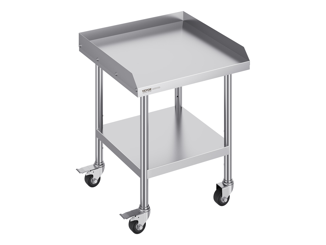 Mesa de Trabalho de Aço Inoxidável VEVOR Mesa Comercial de Preparação de Alimentos de 24 X 24 Polegadas com 4 Rodízios