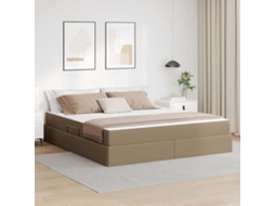 Vidaxl Cama Com Arrumação E Colchão 2 Unid. Cappuccino Couro