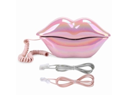 Telefone De Boca Rosa Eletroplatado Wx-3016 Estiloso Com Função De Armazenamento De Números
