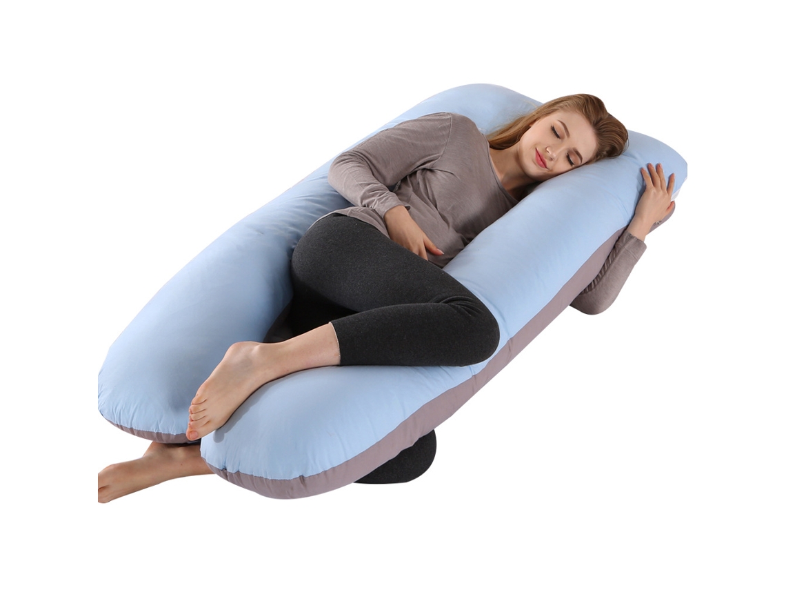 Almofada para Grávidas, Travesseiro de Dormir para Gestantes, Alívio Dor no Corpo Durante a Gravidez SPQMENT (130x70cm azul acinzentado)