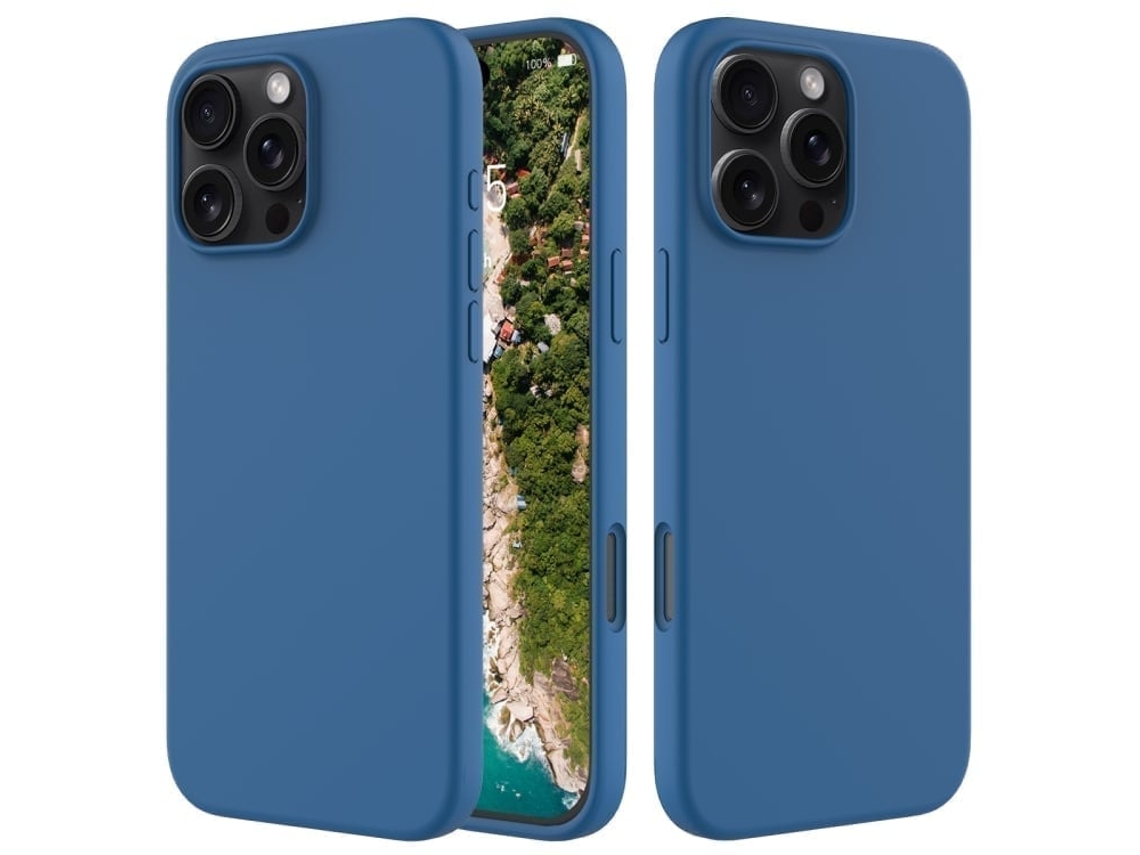 Capa De Silicone Para Iphone 16 Pro Max - Cor Sólida, Proteção Fina E Antiaderente - Azul Cobalto