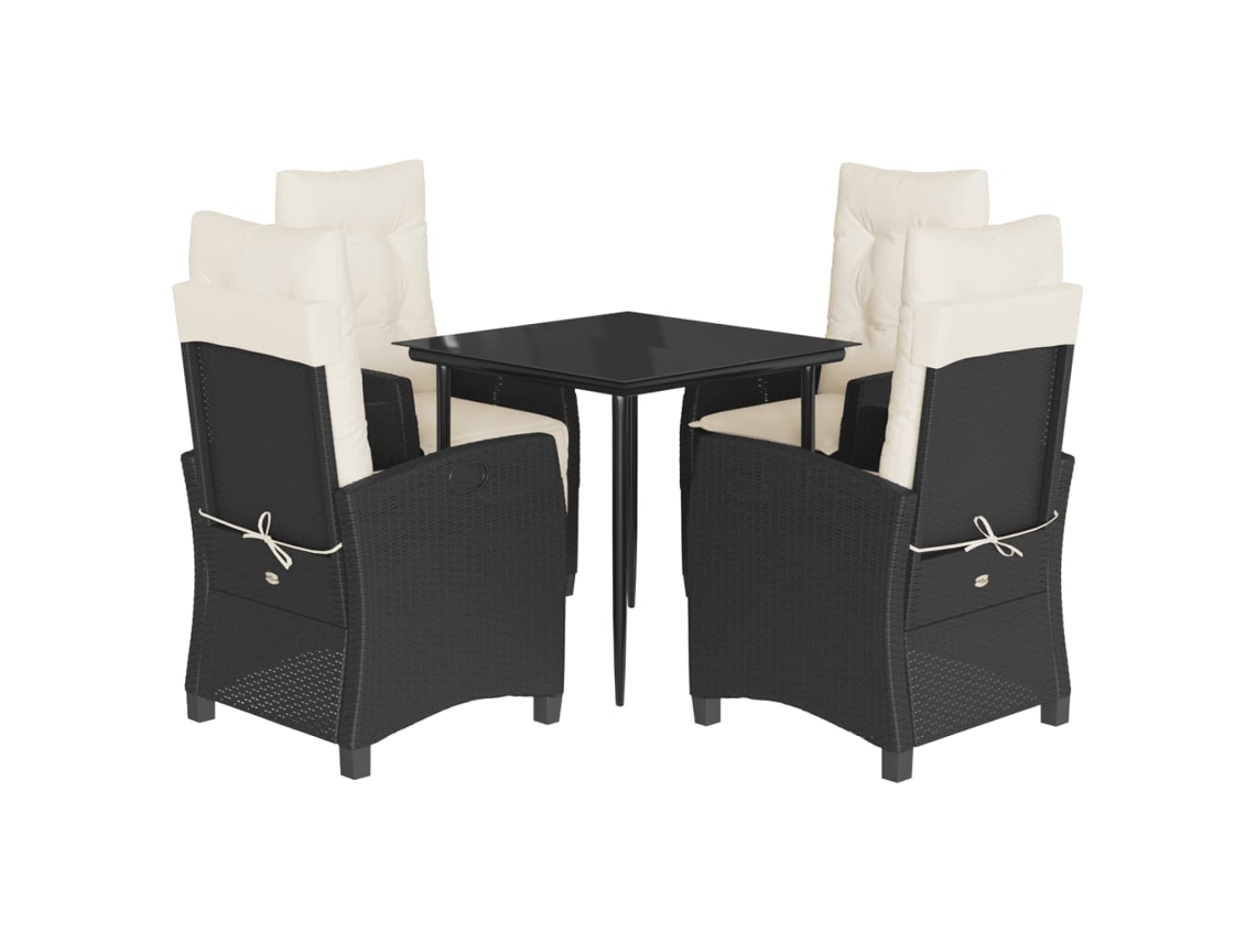 Garden Dining Set, Garden Dining Sets Vidaxl Preto Rattan / Vime (80 Cm Table Length)