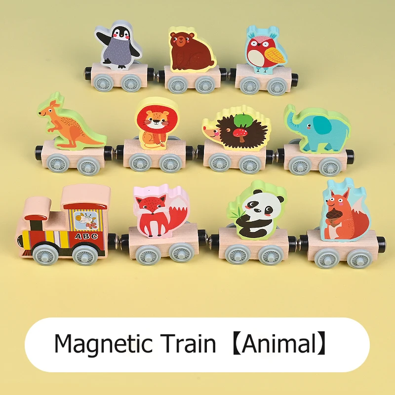Trem De Brinquedo Magnético De Madeira, Quebra-cabeça Infantil, Brinquedo De Montar Com Blocos Magnéticos