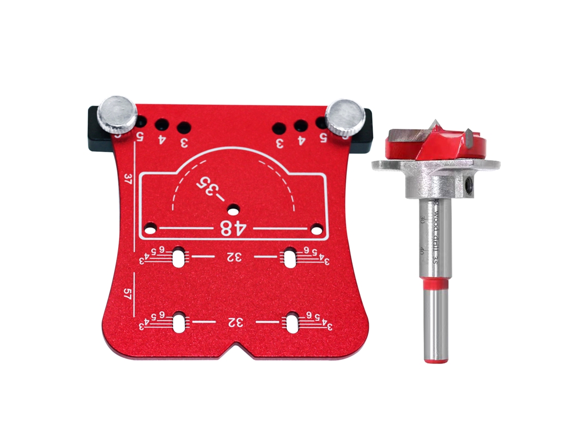 Gabarito de posicionamento para dobradiças de madeira de 35 mm com broca, ferramenta de perfuração para carpinteiros e bricolagem.