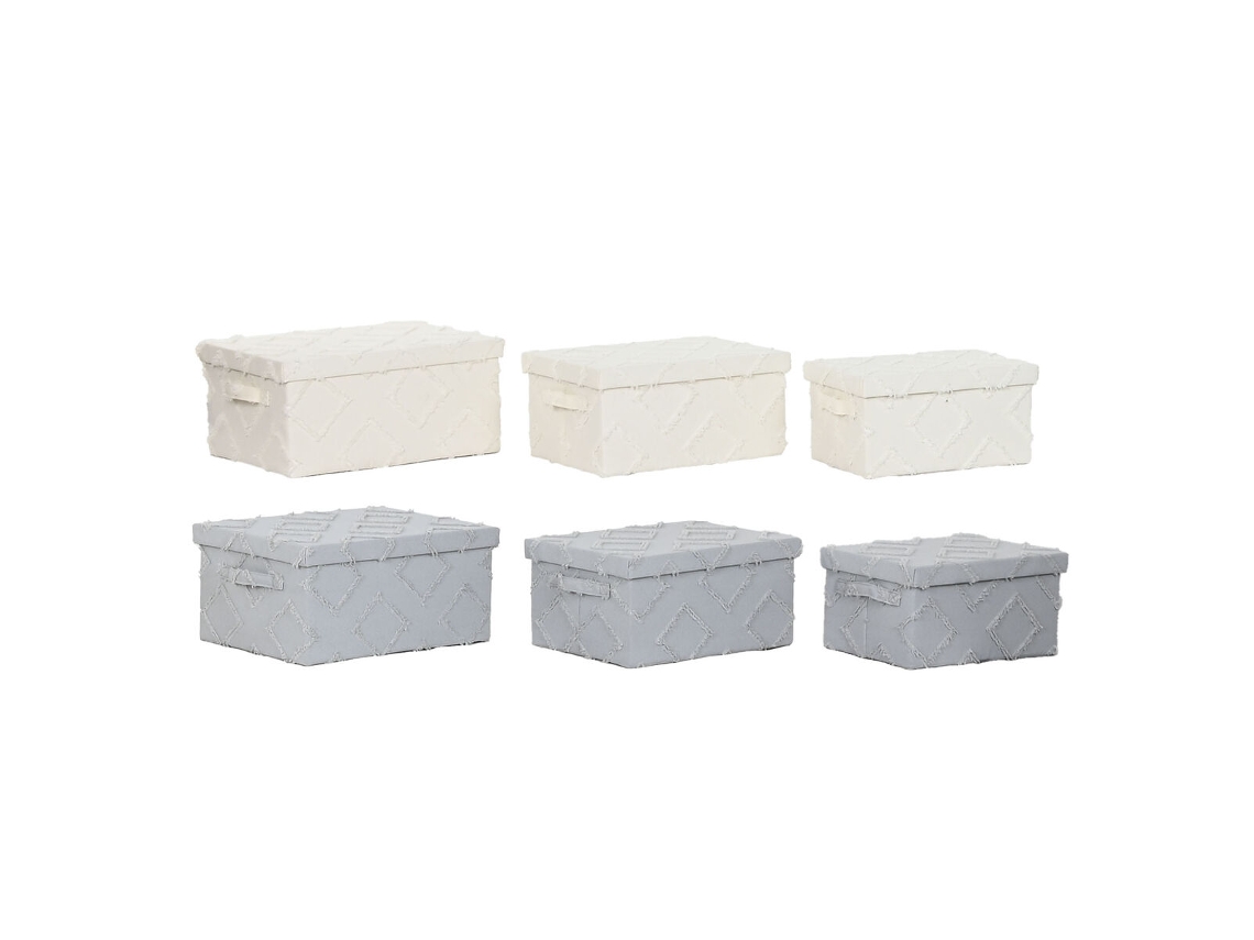 Jogo De Caixas Decorativas Home Esprit Cinzento Creme 40 X 30 X 20 Cm 3 Peças (2 Unidades)