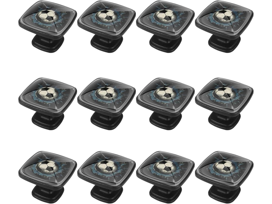 Puxadores E Botões Quadrados Para Gavetas Armários, Conjunto De 12 Peças, Estilo Abstrato De Futebol, Puxadores Para