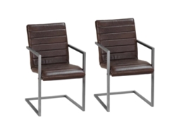 Maison Exclusive - Cadeiras De Jantar Cantilever 2 Pcs Couro Genuíno Castanho