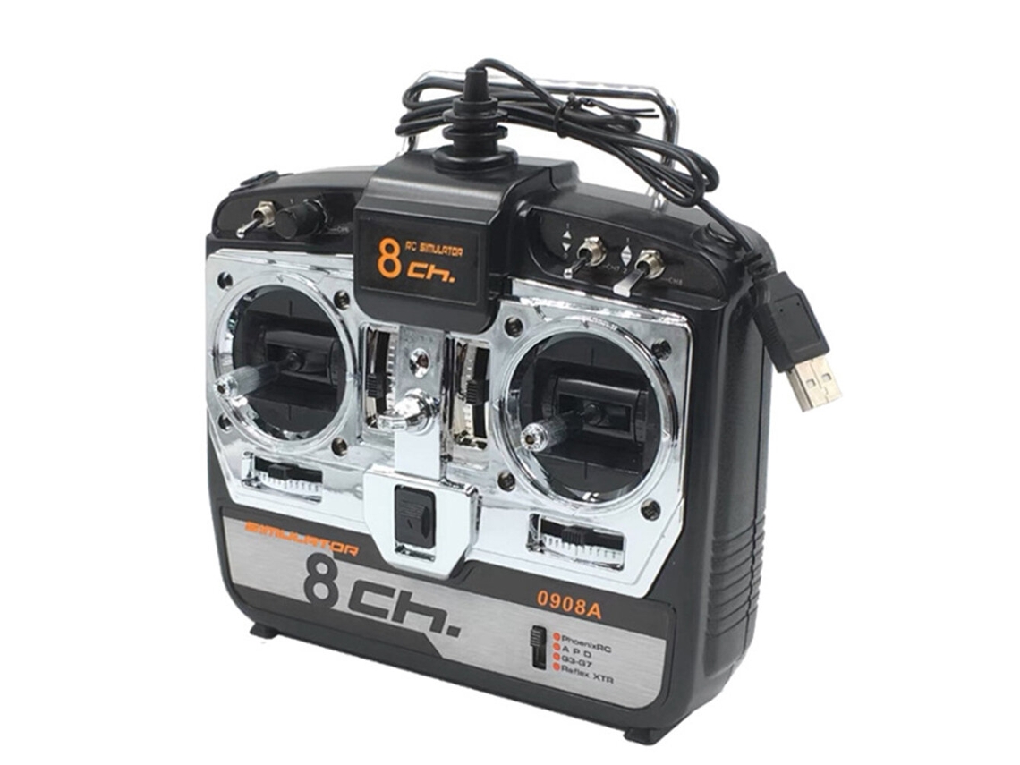 Modo 1 0908a Simulador Voo Rc 8ch 16em1 Cd Phoenix 5.0 Xtr Realflight G7 Drones Fpv Helicópteros Quadricópteros MDUG (acelerador Mão Direita)