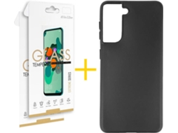 Kit Capa e 2 Películas Samsung Galaxy S21 5G SKYHE Liso Preto