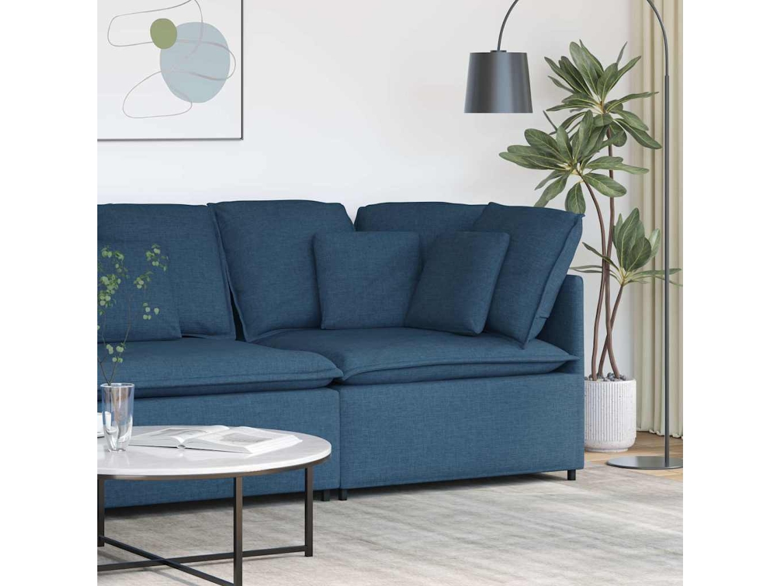 Vidaxl Módulo De Canto Para Sofá Modular Com Almofadas, Azul, 100 Cm