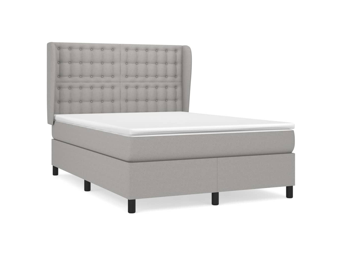 Cama com Molas e Colchão Tecido Cinzento Claro MAISON EXCLUSIVE (140x200 cm)
