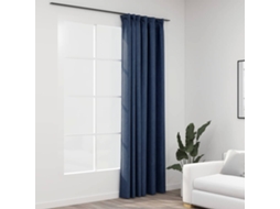 Vidaxl Cortinas Opacas Aspeto Linho Com Ganchos 290x245 Cm Azul