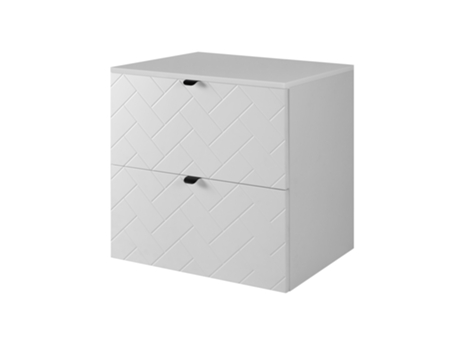 Móvel De Banheiro, Branco Com Puxador Preto / Com Placa Superior, 60 X 57 X 46 Cm 3xe Living