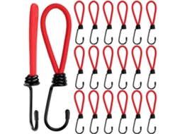 Conjunto De 20 Elásticos Com Ganchos Metal, 15 Cm, Lona Vermelha B