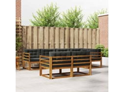 Vidaxl Conjunto De Sofás Para Exterior 7 Pcs Natural E Antracite