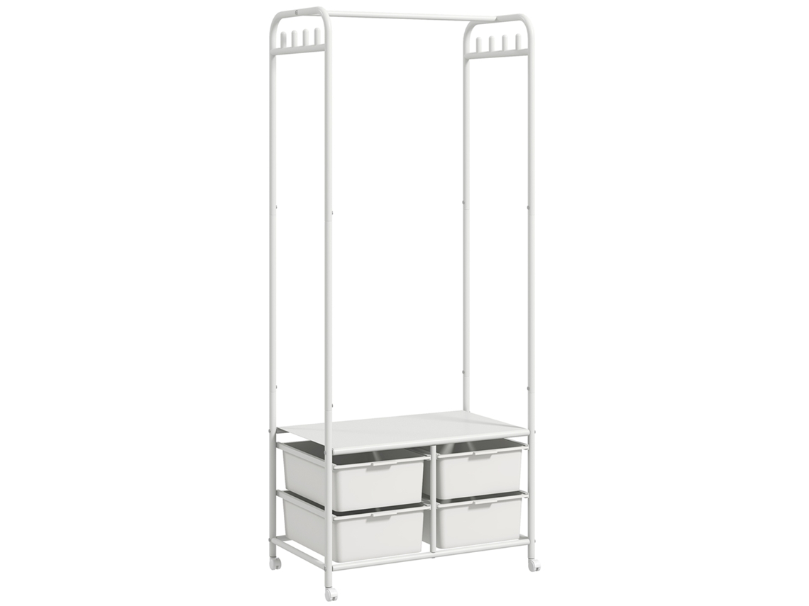 Charriot BTFORUS 37x153 cm com Rodas para Sala de Estar Branca com Design Moderno