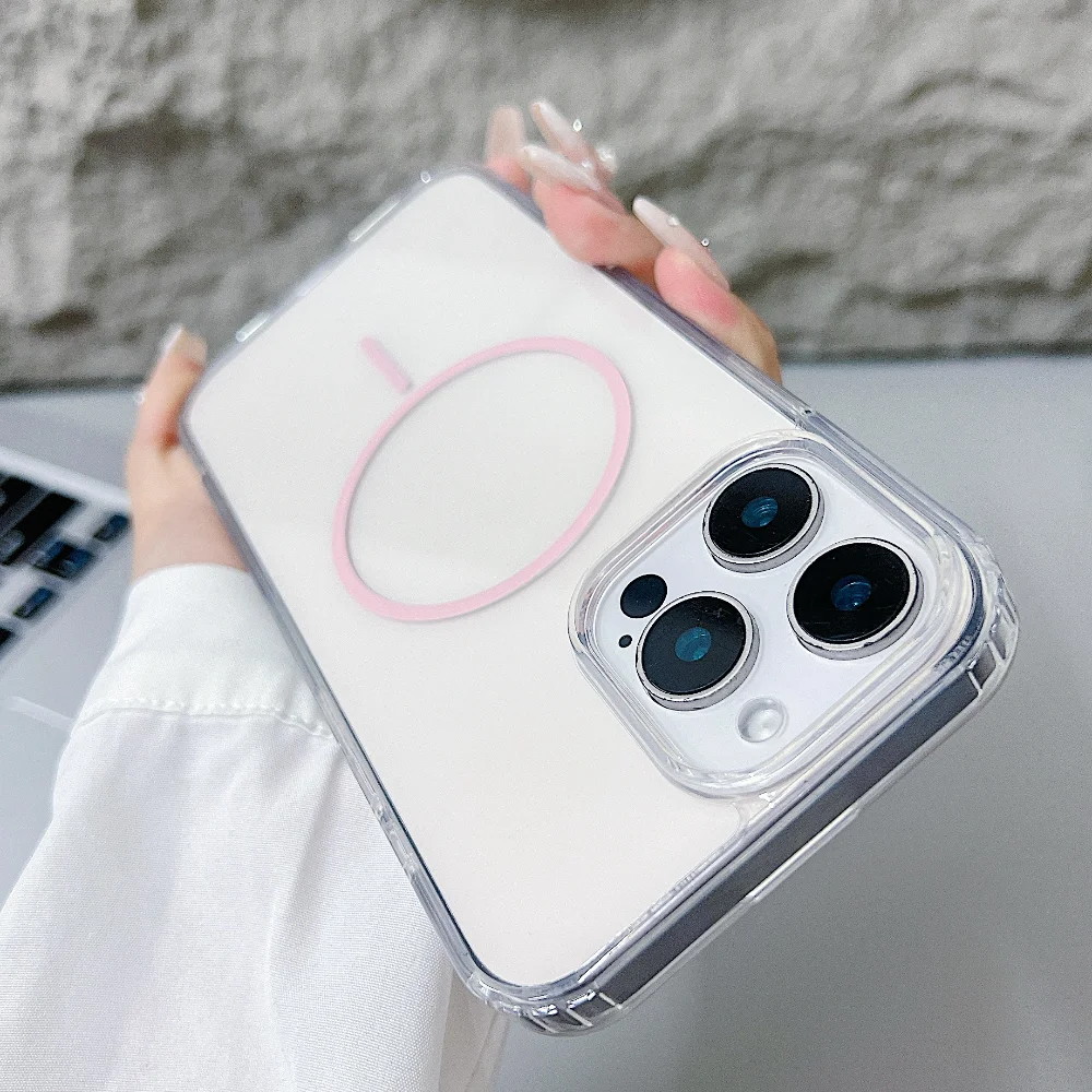 Capa Protetora Transparente Magnética Para Iphone (iphone 14 Pro, Rosa)