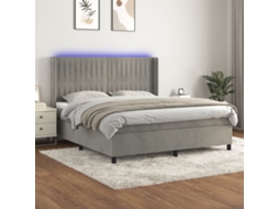 Vidaxl Cama Box Spring C/ Colchão/led 180x200 Cm Veludo Cinzento-claro
