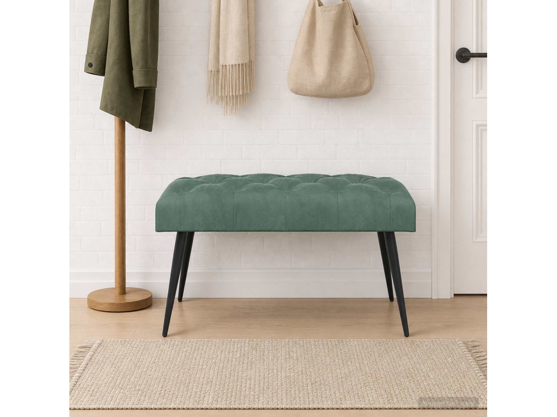 Vidaxl Banco Com Botões Estofados Verde Do Mar 80 X 40 X 46 Cm Veludo