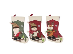 3 Meias De Natal, Grande Saco De Presente De Natal, Meias De Natal Penduradas Com Papai Noel E Rédeas Olysi Shop