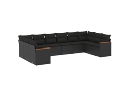 Conjunto de 10 sofás de jardim com almofadões Vime Pe Preto MAISON EXCLUSIVE