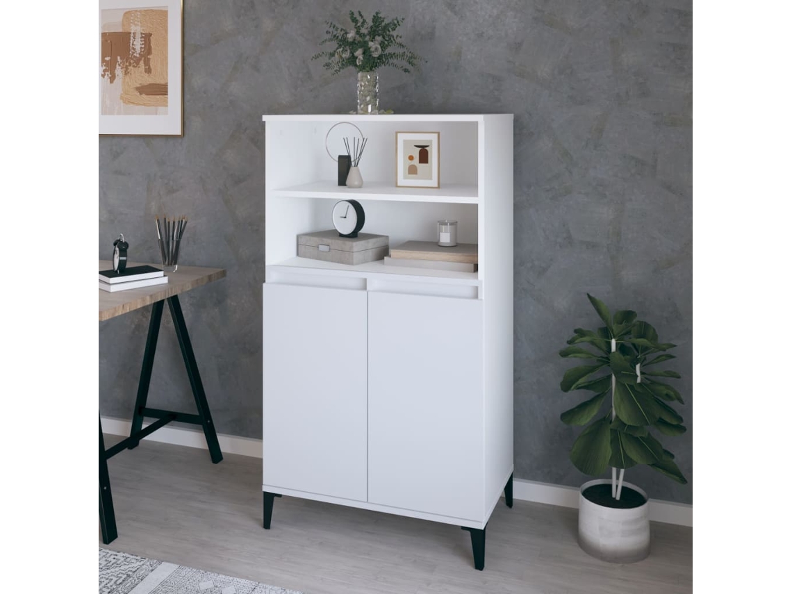 Vidaxl Aparador Alto 60x36x110 Cm Derivados De Madeira Branco