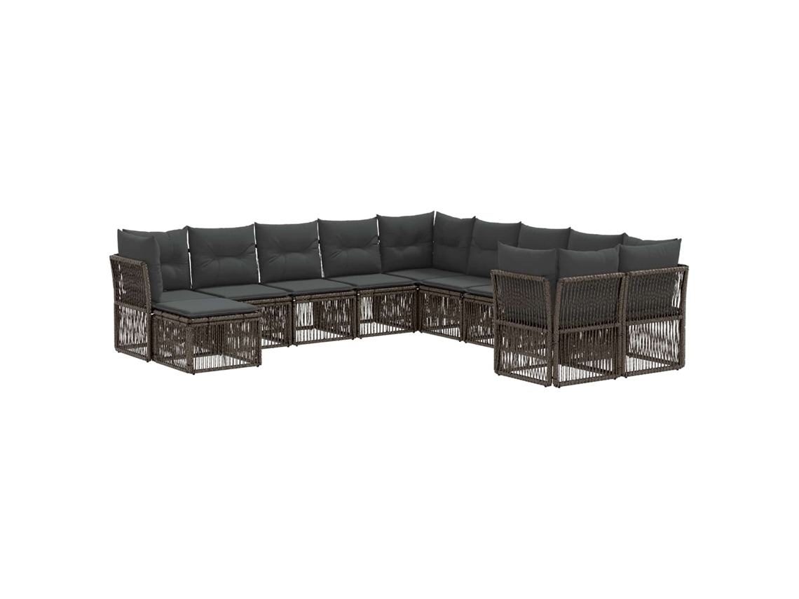 Vidaxl Conjunto De Sofá De Jardim 11 Pcs Cinzento Vime Pe
