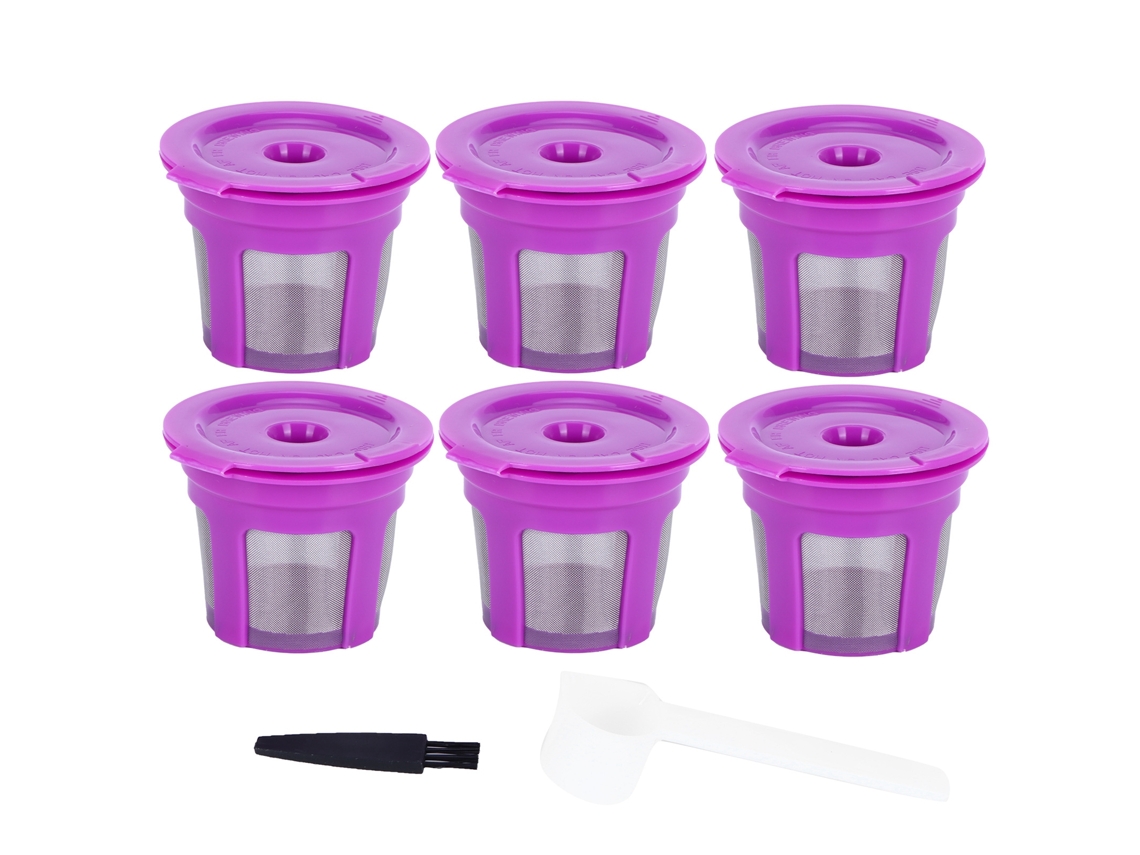 Conjunto de colher e escova reutilizáveis para cápsulas de café Keurig 2.0 e 1.0, roxo