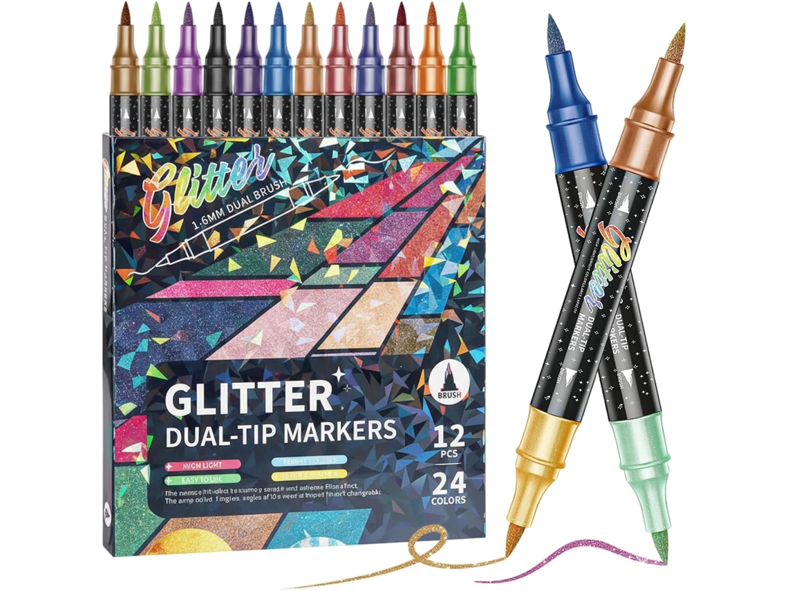 Canetas Marcadoras Com Glitter, Ideais Para Adultos E Crianças. 12