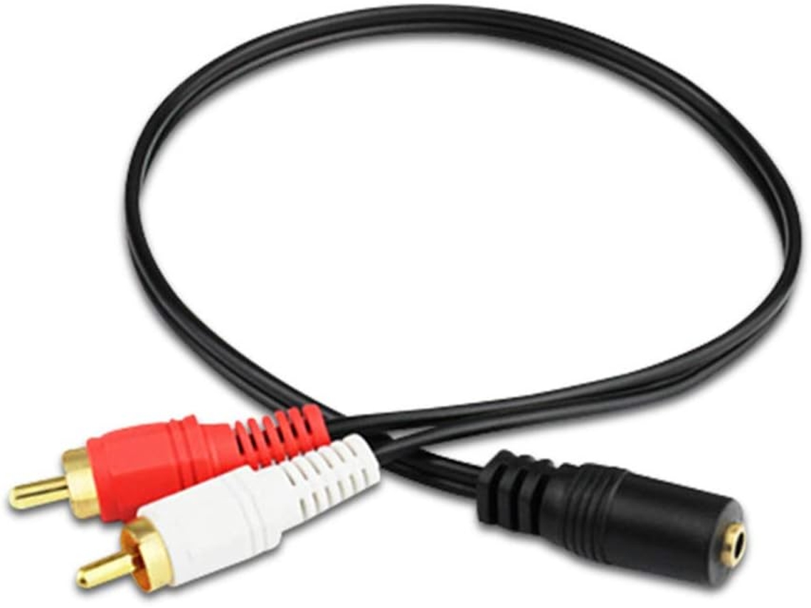 1 Cabo de Áudio com Conector Estéreo Fêmea de 3,5 mm para Dois Conectores RCA Macho