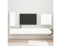 Vidaxl Conjunto De Gabinete De Parede Para Tv 6 Unid. Branco Brilhante