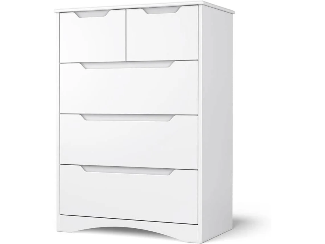 Cômoda moderna 5 gavetas - Branco - MDF - 1 peça - 72 x 41 x 94 cm