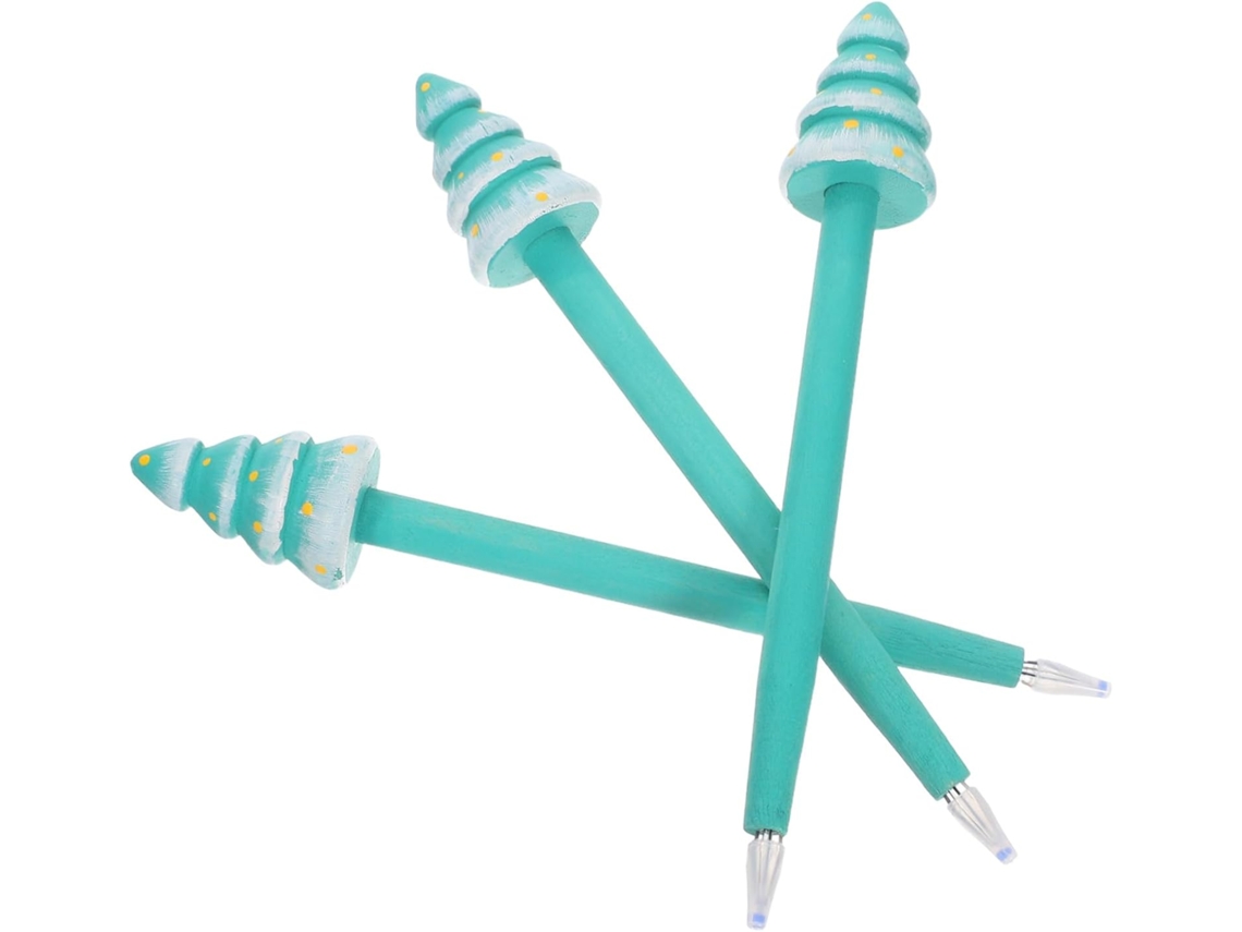 Conjunto De 3 Canetas Gel Madeira Em Formato Árvore Natal, Ergonômicas