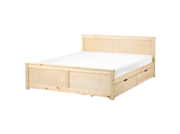 Cama Con 2 Cajones Beliani Dauphin De Madera De Pino Marrón 169x206x82