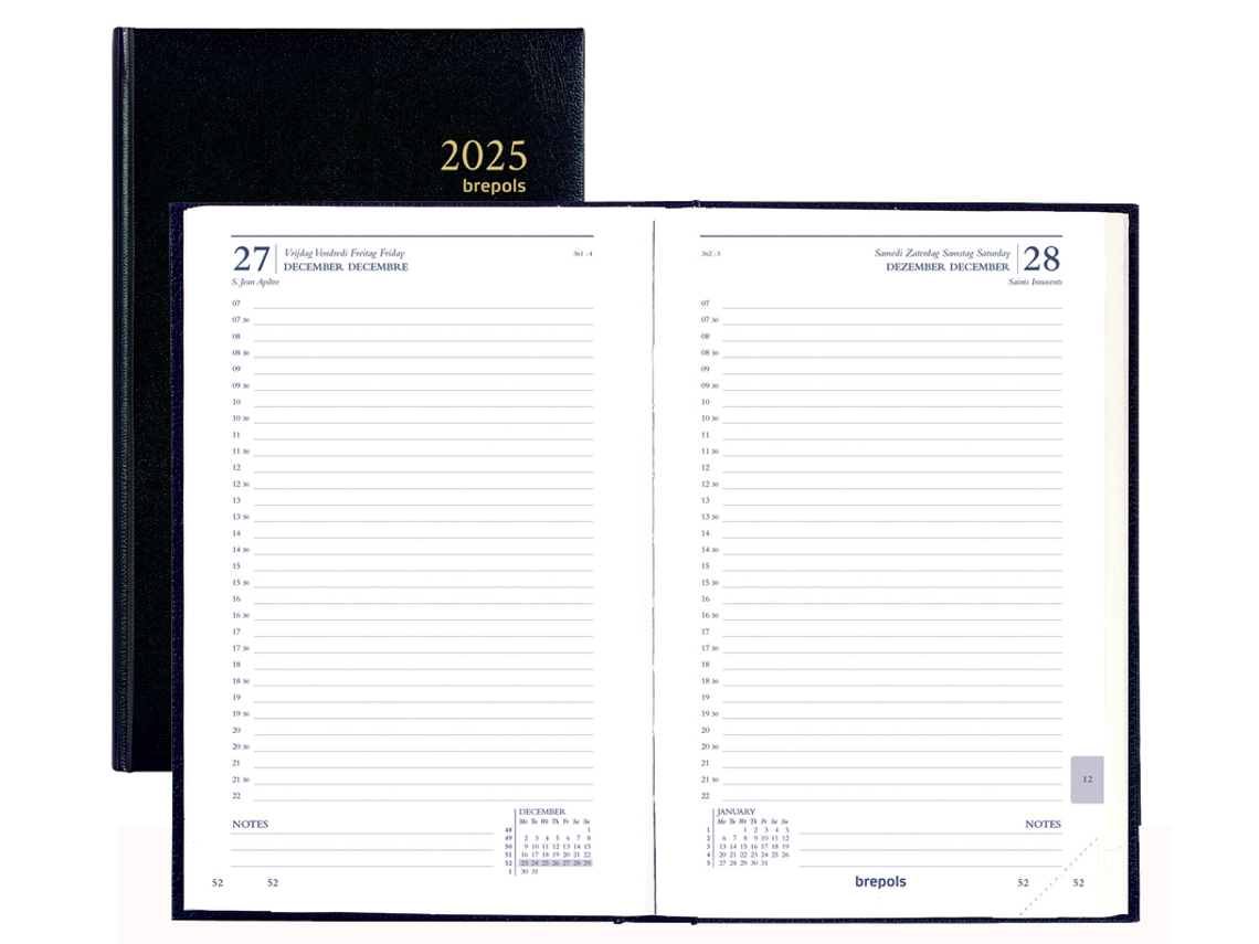 Calendário Diário BREPOLS Saturnus Basic 2025 Preto