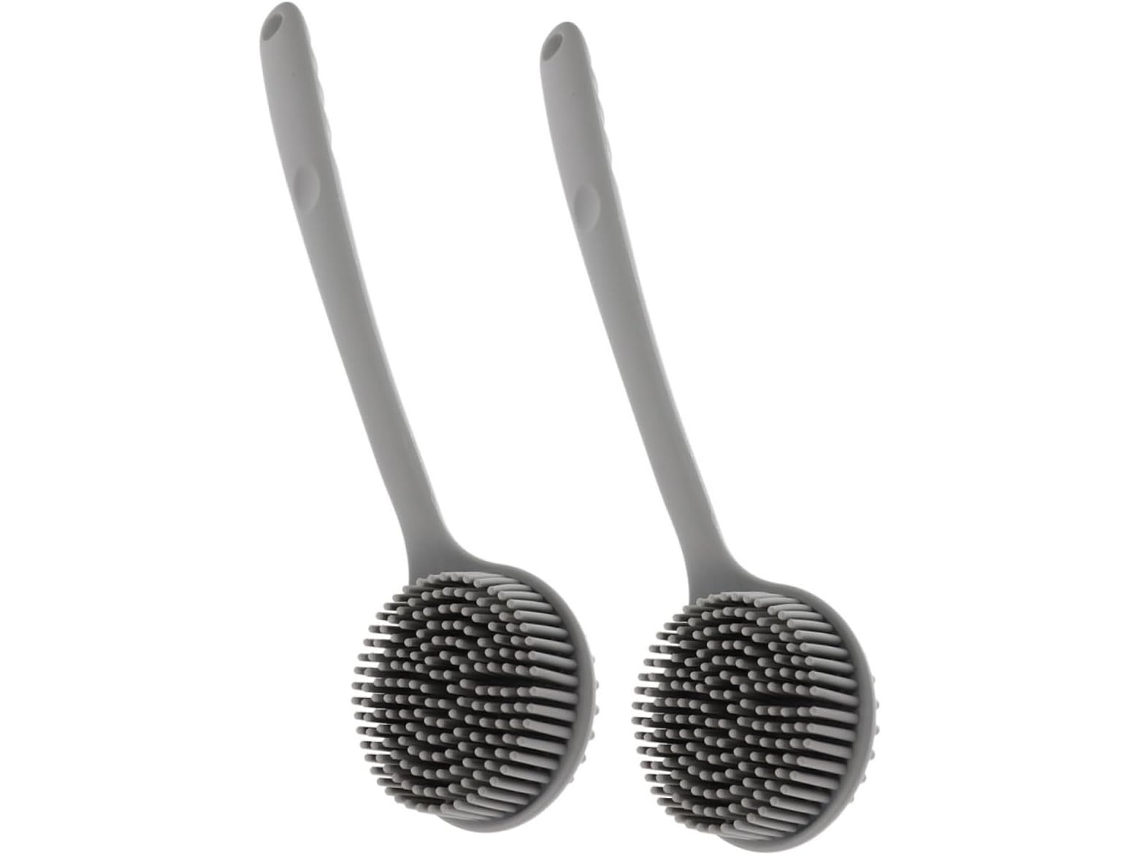 Escova Esfoliante De Silicone Para Costas Vaguelly, Em Duas Peças, Com Cabo Longo, Ideal Para O Banho Remove Células