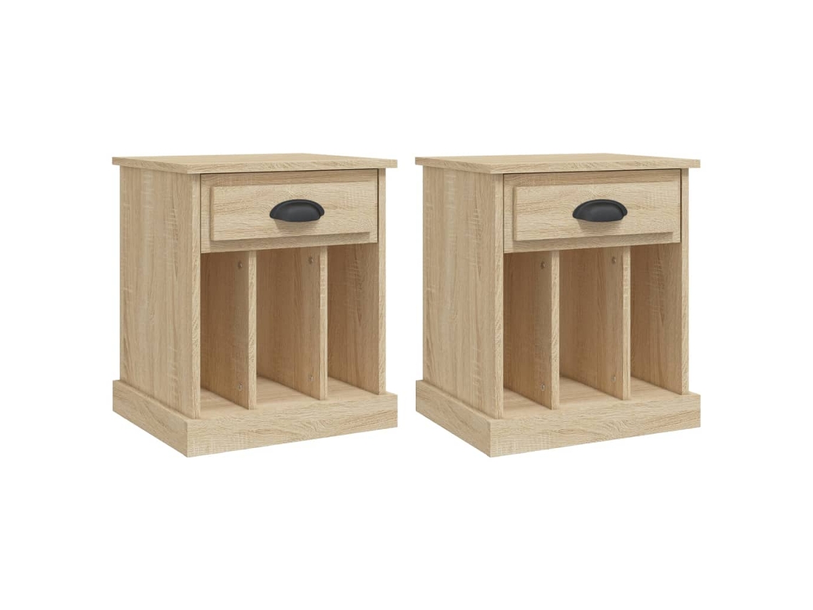 Bedside Cabinet, Bedside Cabinets Vidaxl Marrom Madeira Processada (n/a)