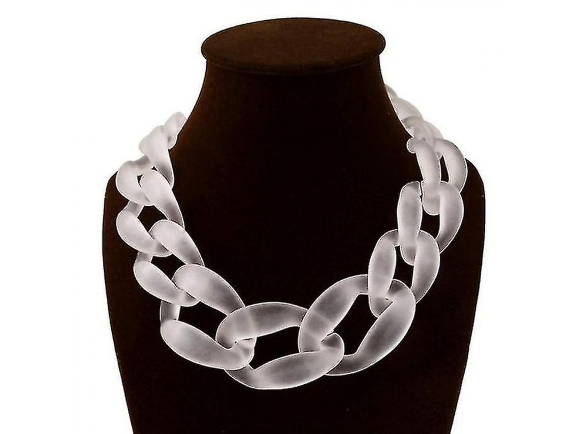 2026 collar Chunky Vintage de Resina Acrílica Colgante Statement Bib Cadena Colgante 45cm Branco
