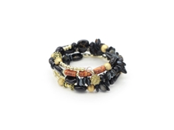 Pulseira Vintage Com Contas De Ágata E Charm Multicamadas Acessório