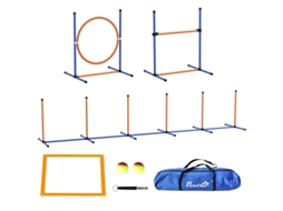Conjunto Agility Cães Pneu Slalom 352x66x69cm Azul Vermelho