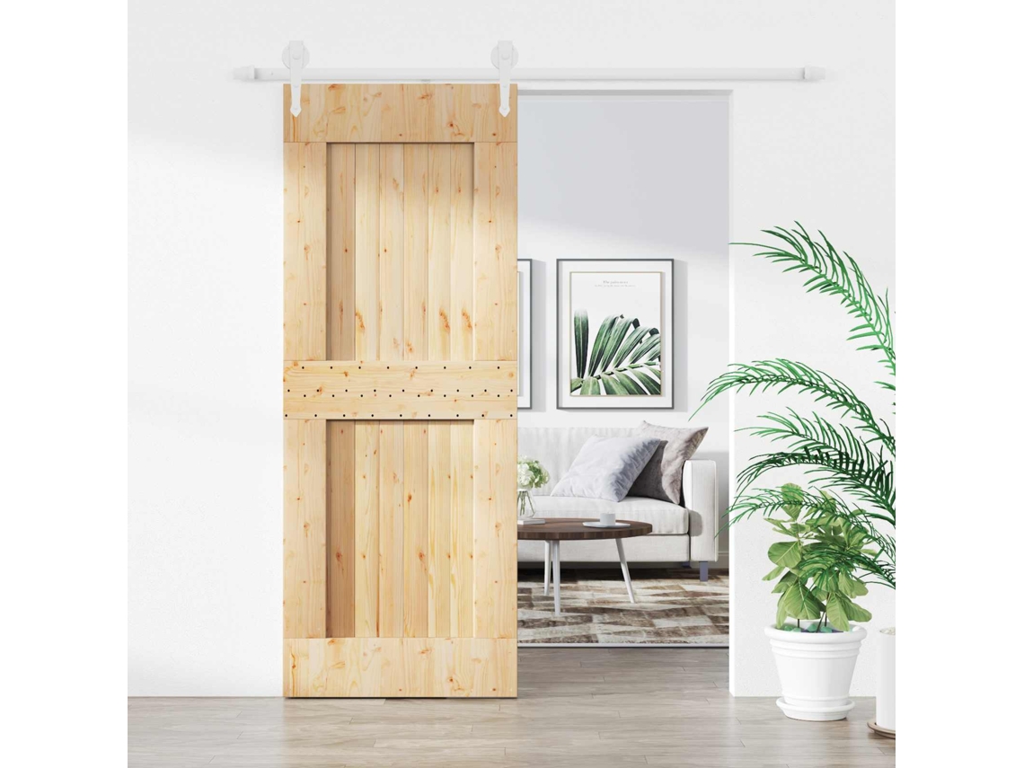 Vidaxl Porta Deslizante 80 X 210 Cm Natural E Branco