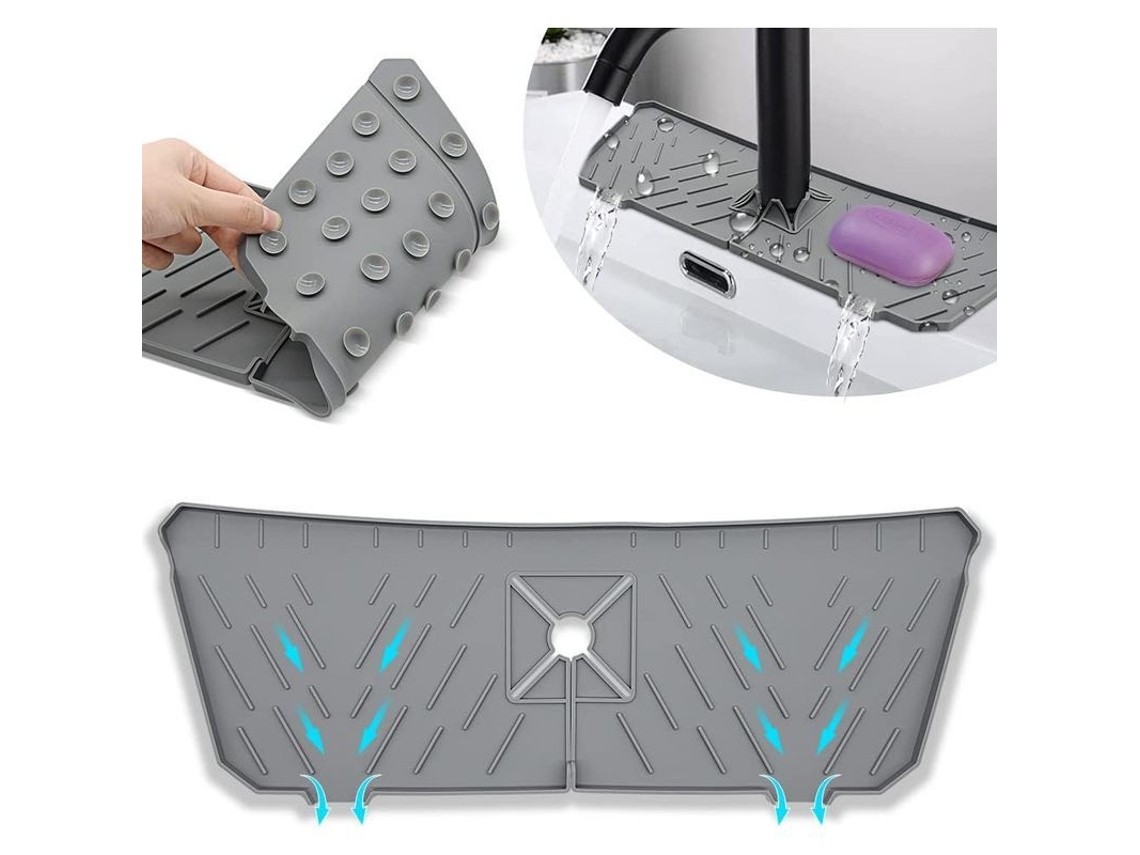 Protector De Salpicaduras Para Grifo De Cocina Con Ventosas, Alfombrilla De Silicona (gris)