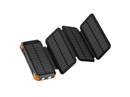 Powerbank Solar 20000mah Szsmart Cq0 Portátil Impermeável Com 3in1 Painéis Solares Dobráveis Removíveis, Carregamento Sem Fio E Lanterna Led - Laranja