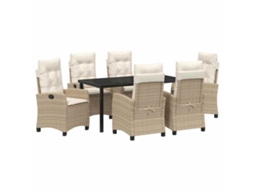 Maison Exclusive - Conjunto De Jantar Para Jardim Com Almofada 7 Pcs Bege Vime Pe