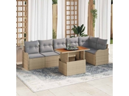 Vidaxl Conjunto De Sofá De Jardim 7 Unid. Bege Rattan Sintético