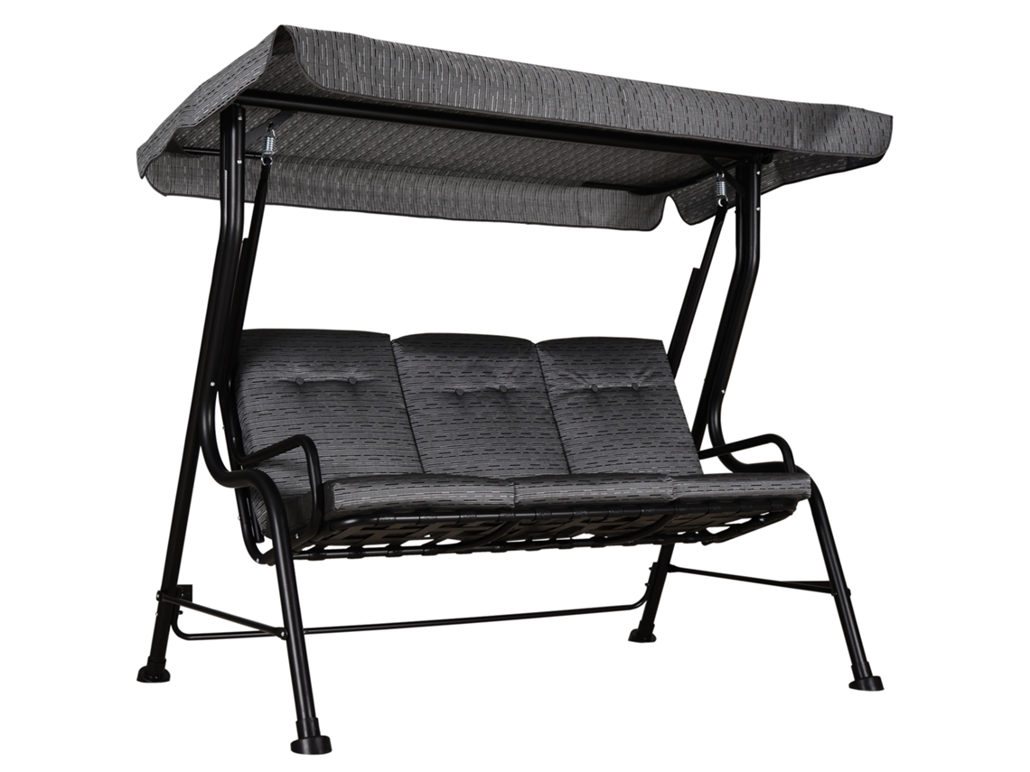 Cadeira Balanço Exterior, Assento 63 Cm, Almofada, Cáqui ZENCORE SERVICES