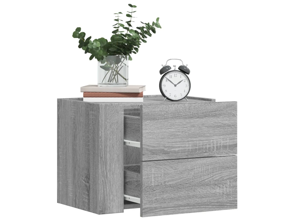 Vidaxl Mesas De Cabeceira De Parede 2 Pcs 45x30x35 Cm Cinzento Sonoma