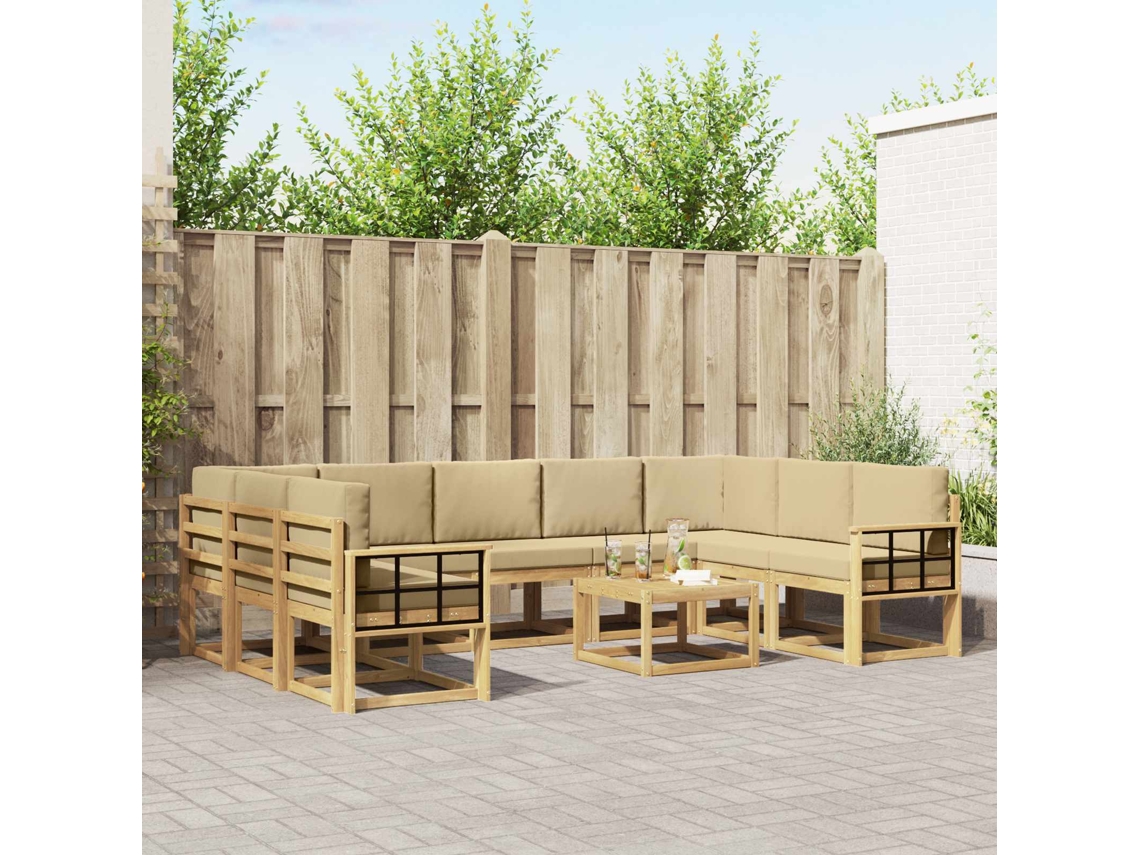 Vidaxl Conjunto De Sofás Para Exterior 10 Unid. Branco E Bege