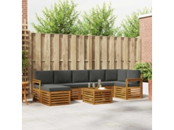 Vidaxl Conjunto De Sofás Para Exterior 8 Pcs Natural E Antracite